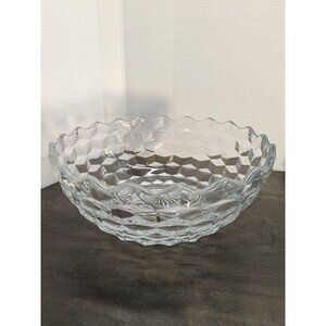 VTG. Fostoria American Clear Glass 10" Round Serving Bowl Elegant Cubist MCM